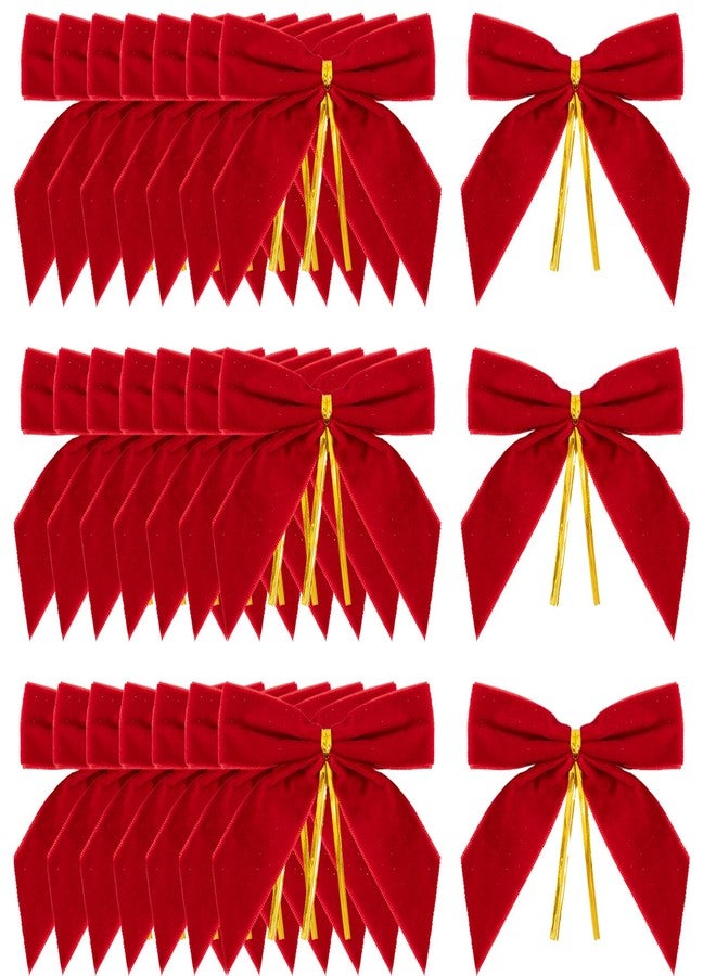 Gloreyan 24Pcs Christmas Velvet Bows, 3.5 Inches Red Xmas Velvet Ribbon Bow with Twist Tie Decorative Bows Ornaments for Christmas Tree Wreath Garland DIY Craft Gift Wrapping Decoration Party Supply - Image 1